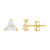 14kt Yellow Gold Womens Cubic-Zirconia Trillion Fashion Stud Earrings